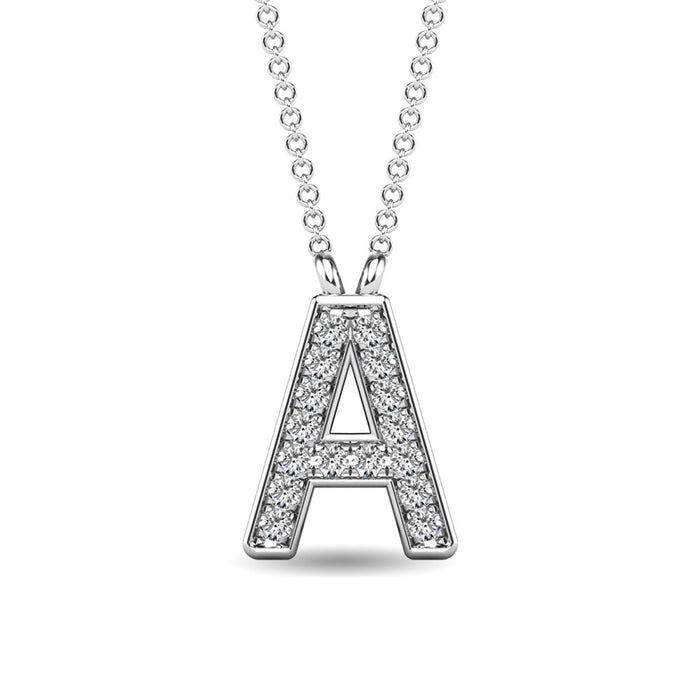 Diamond 1/20 Ct.Tw. Letter A Pendant in 10K White Gold""