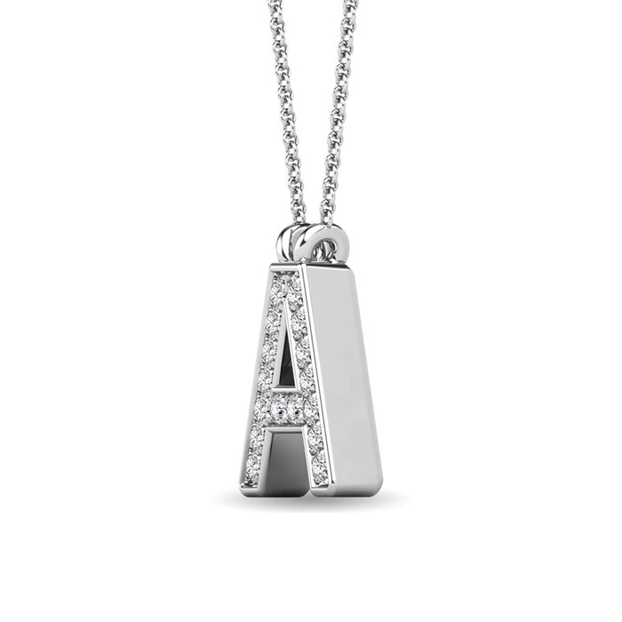 Diamond 1/20 Ct.Tw. Letter A Pendant in 10K White Gold""