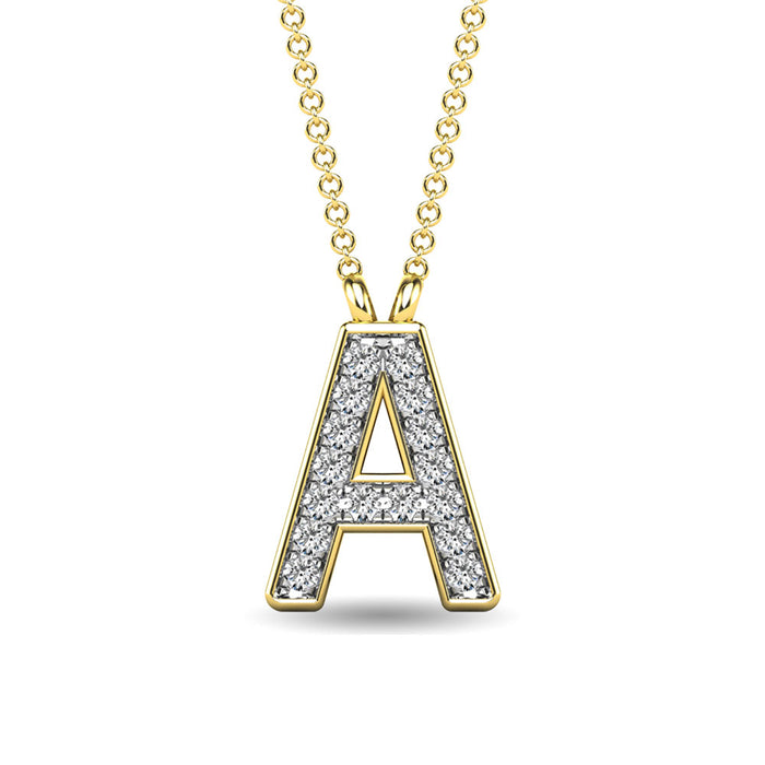 Diamond 1/20 Ct.Tw. Letter A Pendant in 10K Yellow Gold""