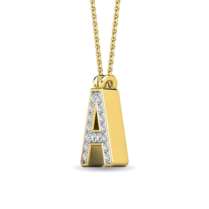 Diamond 1/20 Ct.Tw. Letter A Pendant in 10K Yellow Gold""