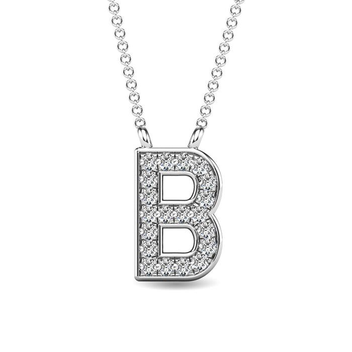 Diamond 1/20 Ct.Tw. Letter B Pendant in 10K White Gold""