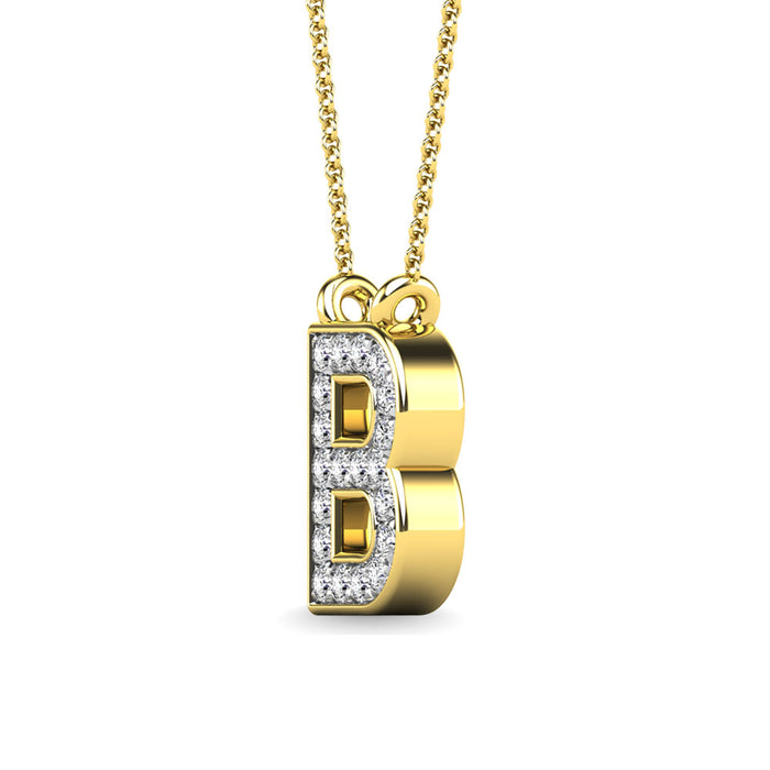 Diamond 1/20 Ct.Tw. Letter B Pendant in 10K Yellow Gold""