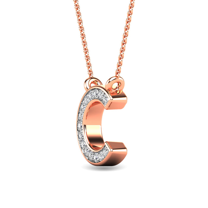 Diamond 1/20 Ct.Tw. Letter C Pendant in 10K Rose Gold""