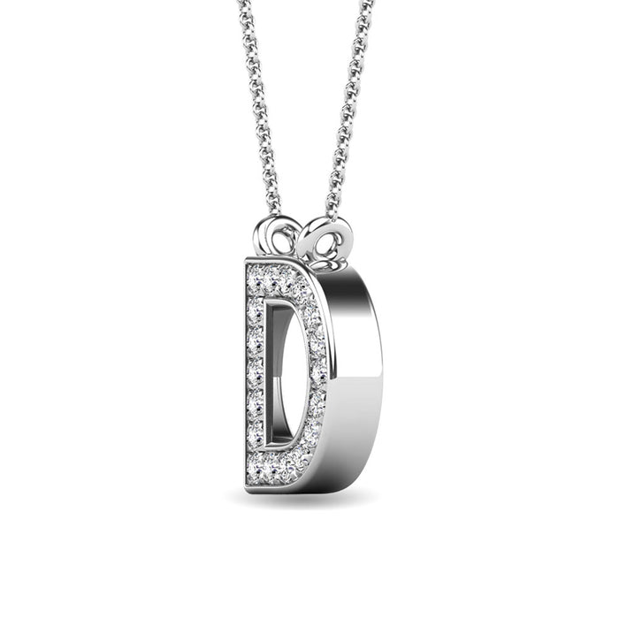 Diamond 1/20 Ct.Tw. Letter D Pendant in 10K White Gold""