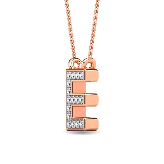 Diamond 1/20 Ct.Tw. Letter E Pendant in 10K Rose Gold""