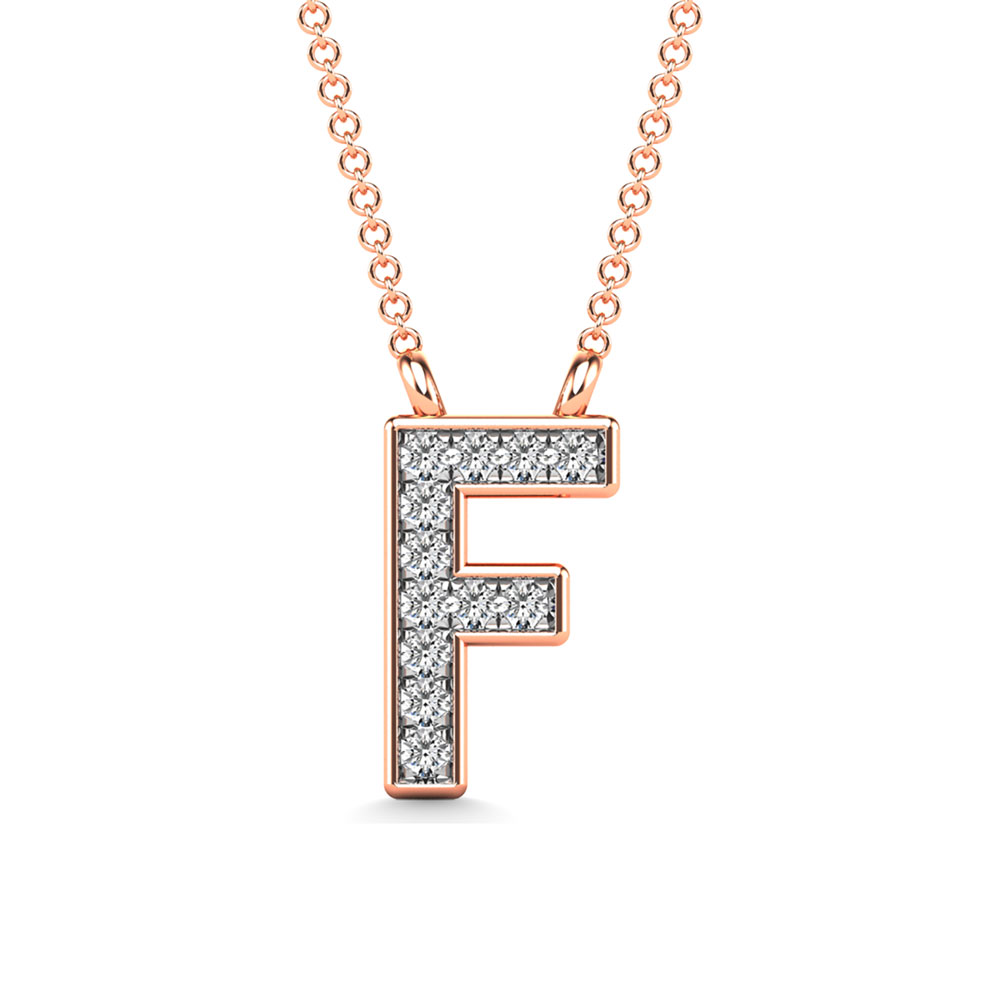 Diamond 1/20 Ct.Tw. Letter F Pendant in 10K Rose Gold""