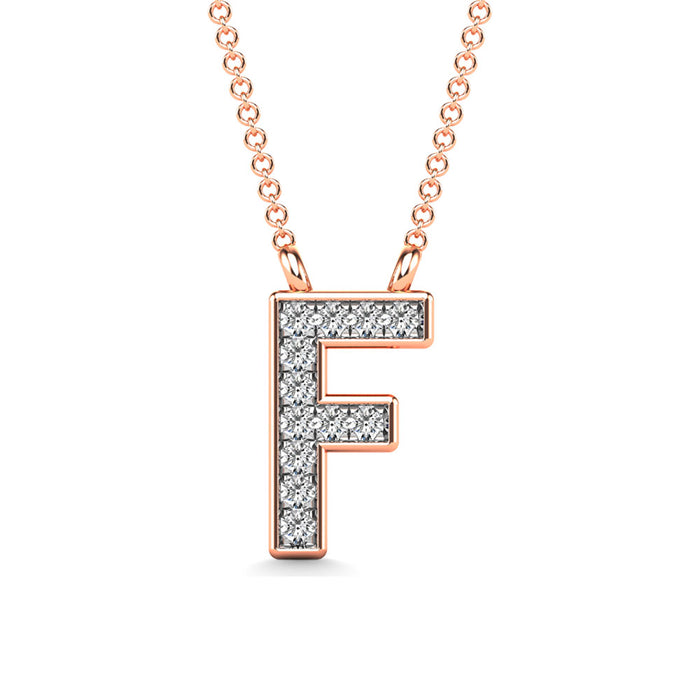 Diamond 1/20 Ct.Tw. Letter F Pendant in 10K Rose Gold""