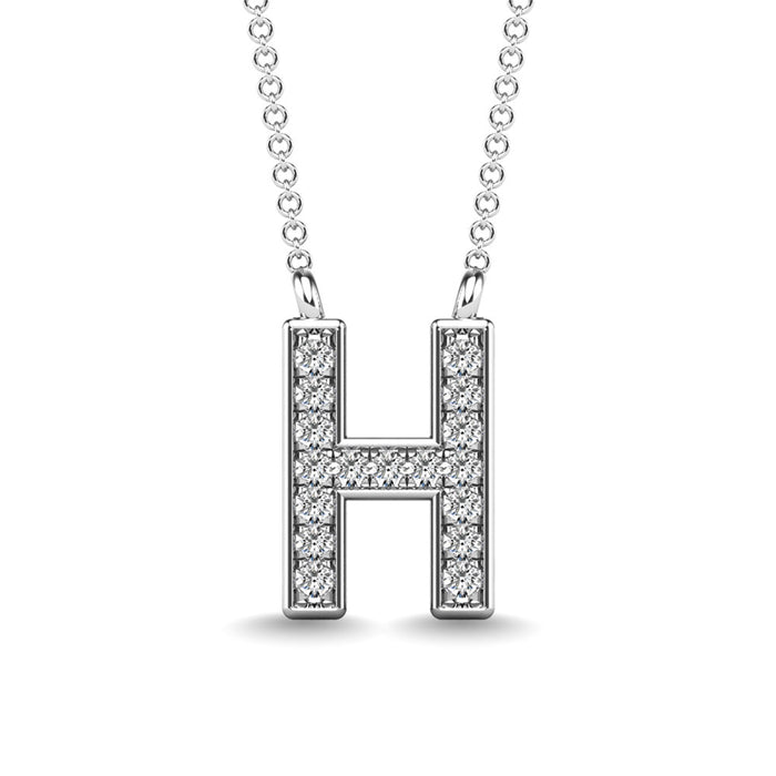 Diamond 1/20 Ct.Tw. Letter H Pendant in 10K White Gold""