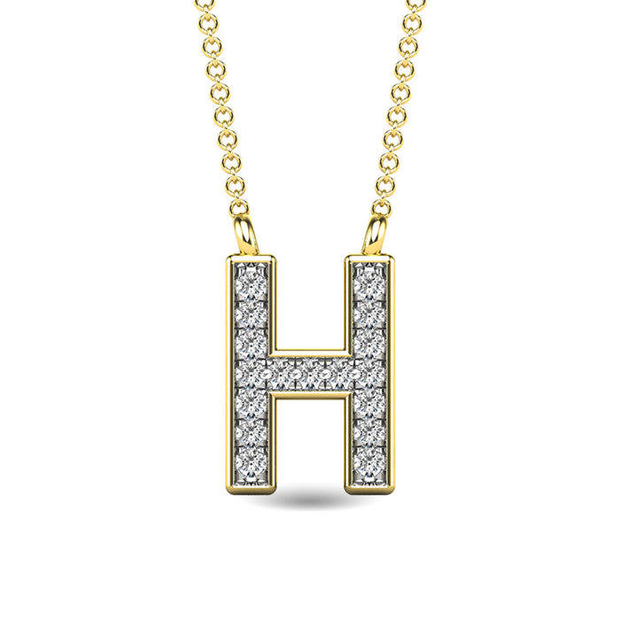 Diamond 1/20 Ct.Tw. Letter H Pendant in 10K Yellow Gold""