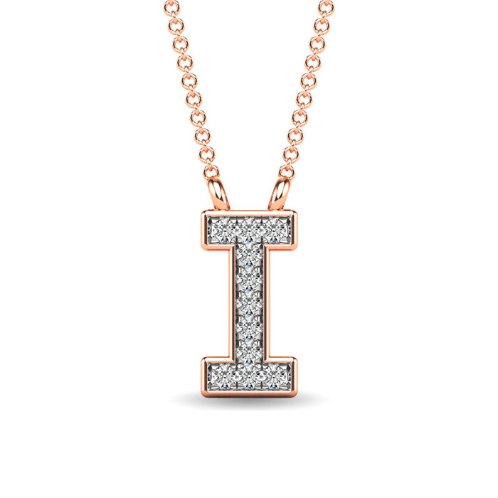 Diamond 1/20 Ct.Tw. Letter I Pendant in 10K Rose Gold""