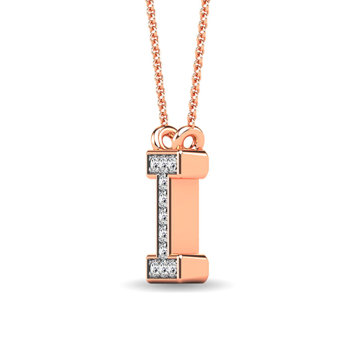 Diamond 1/20 Ct.Tw. Letter I Pendant in 10K Rose Gold""