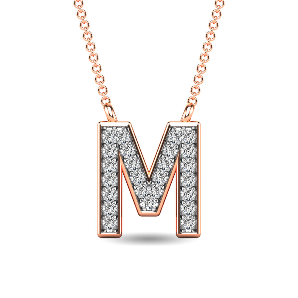 Diamond 1/20 Ct.Tw. Letter M Pendant in 10K Rose Gold""