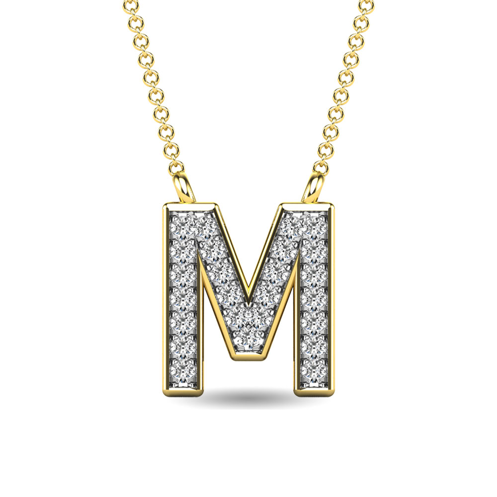 Diamond 1/20 Ct.Tw. Letter M Pendant in 10K Yellow Gold""