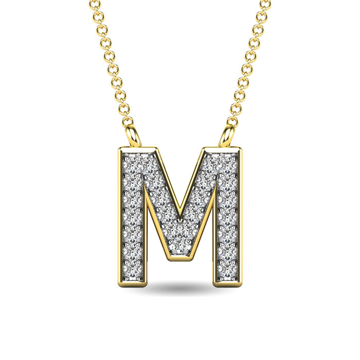 Diamond 1/20 Ct.Tw. Letter M Pendant in 10K Yellow Gold""