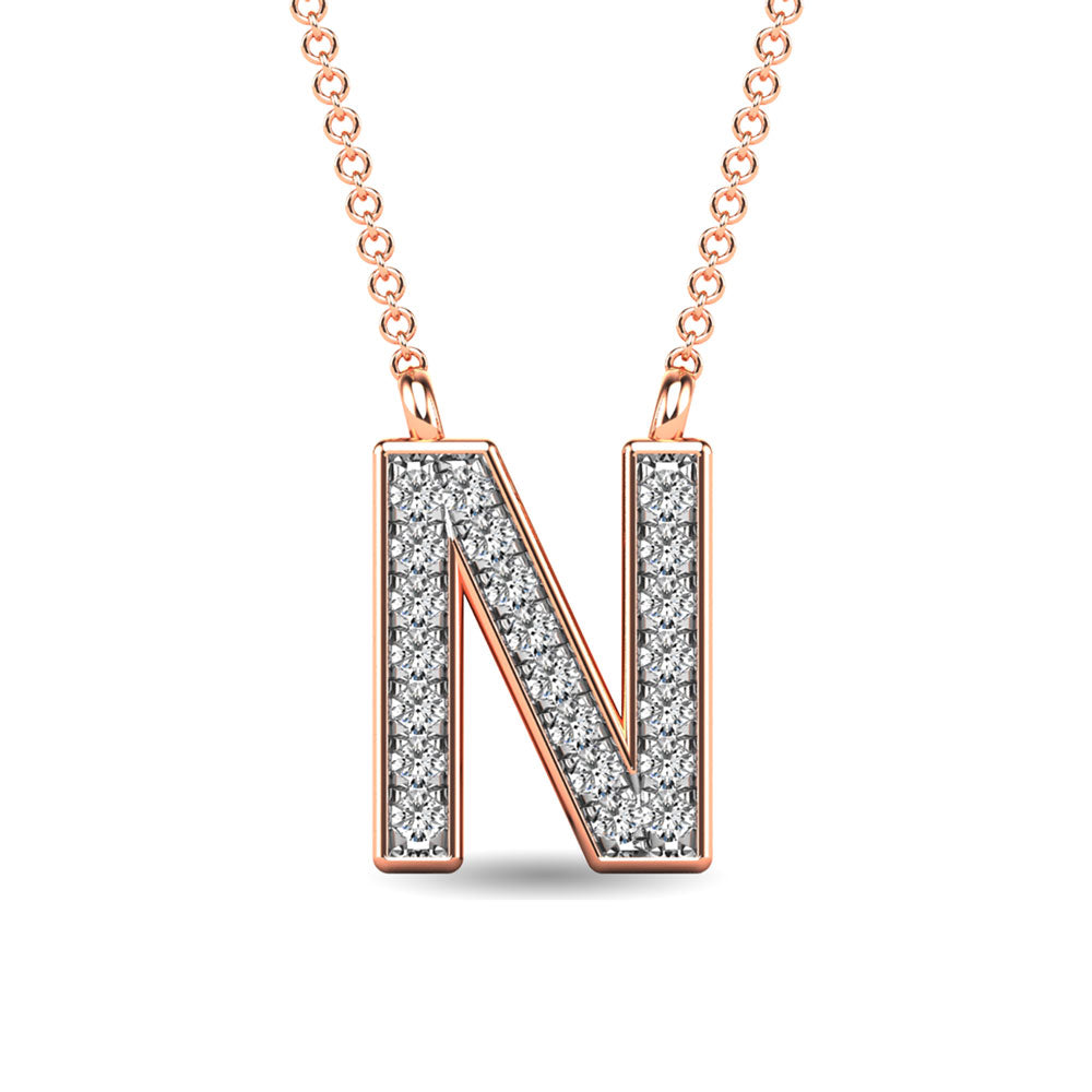 Diamond 1/20 Ct.Tw. Letter N Pendant in 10K Rose Gold""