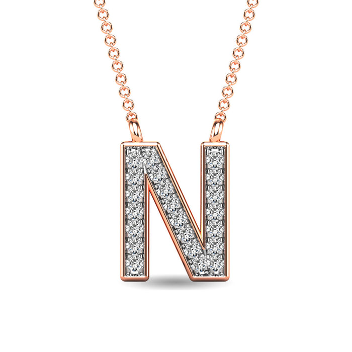 Diamond 1/20 Ct.Tw. Letter N Pendant in 10K Rose Gold""