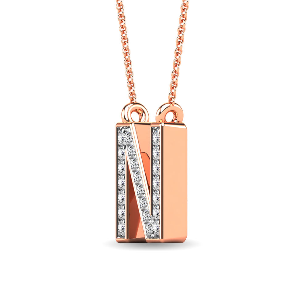 Diamond 1/20 Ct.Tw. Letter N Pendant in 10K Rose Gold""