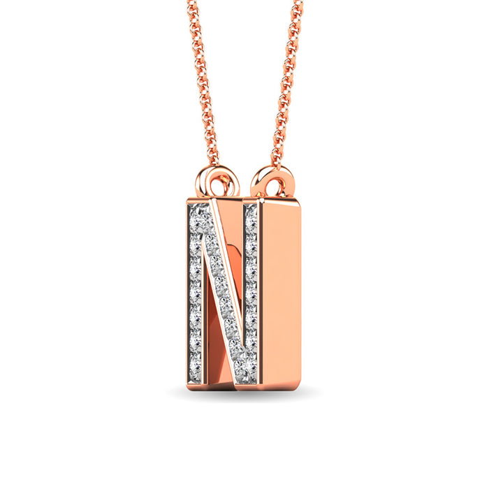 Diamond 1/20 Ct.Tw. Letter N Pendant in 10K Rose Gold""