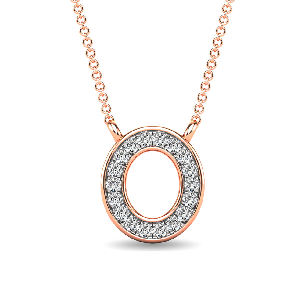 Diamond 1/20 Ct.Tw. Letter O Pendant in 10K Rose Gold""
