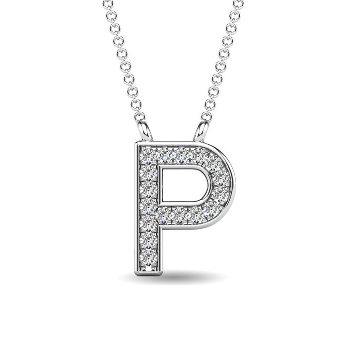 Diamond 1/20 Ct.Tw. Letter P Pendant in 10K White Gold""