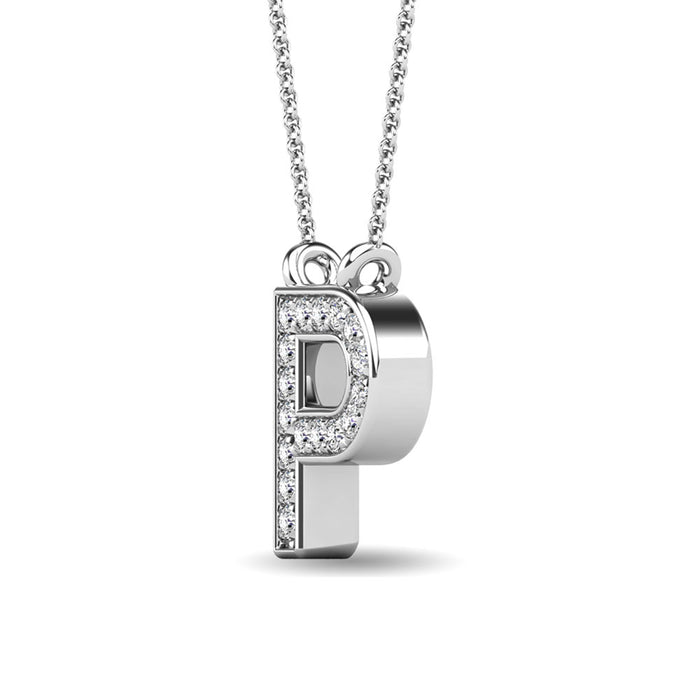 Diamond 1/20 Ct.Tw. Letter P Pendant in 10K White Gold""