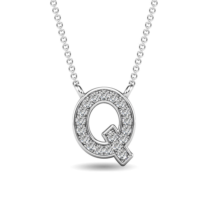 Diamond 1/20 Ct.Tw. Letter Q Pendant in 10K White Gold""