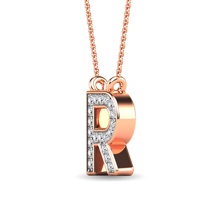 Diamond 1/20 Ct.Tw. Letter R Pendant in 10K Rose Gold""