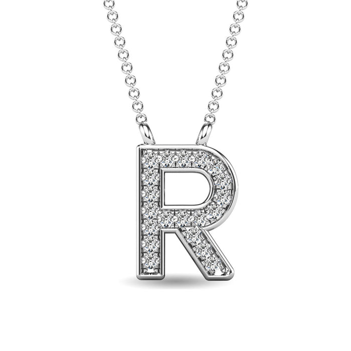 Diamond 1/20 Ct.Tw. Letter R Pendant in 10K White Gold""