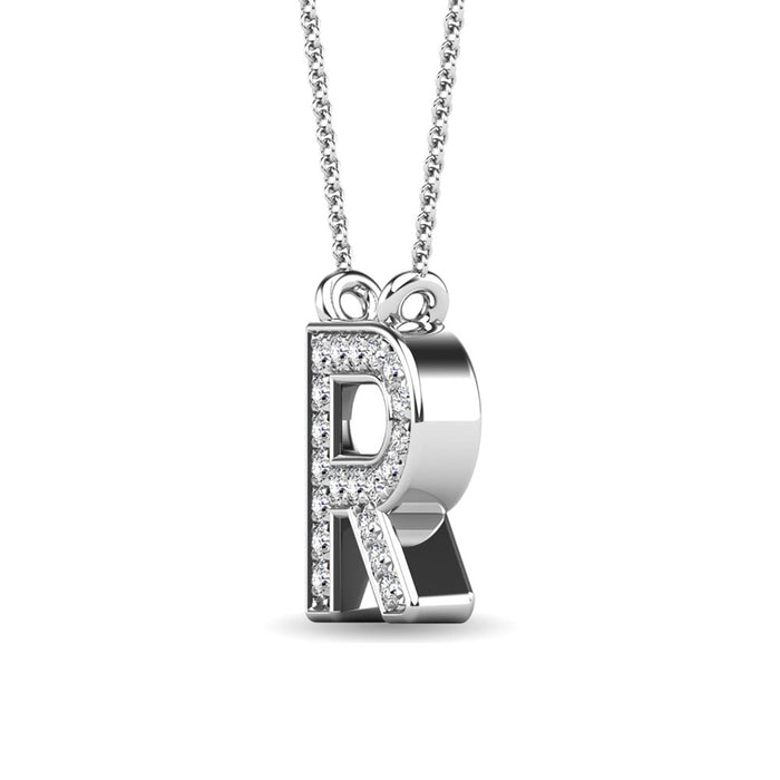 Diamond 1/20 Ct.Tw. Letter R Pendant in 10K White Gold""