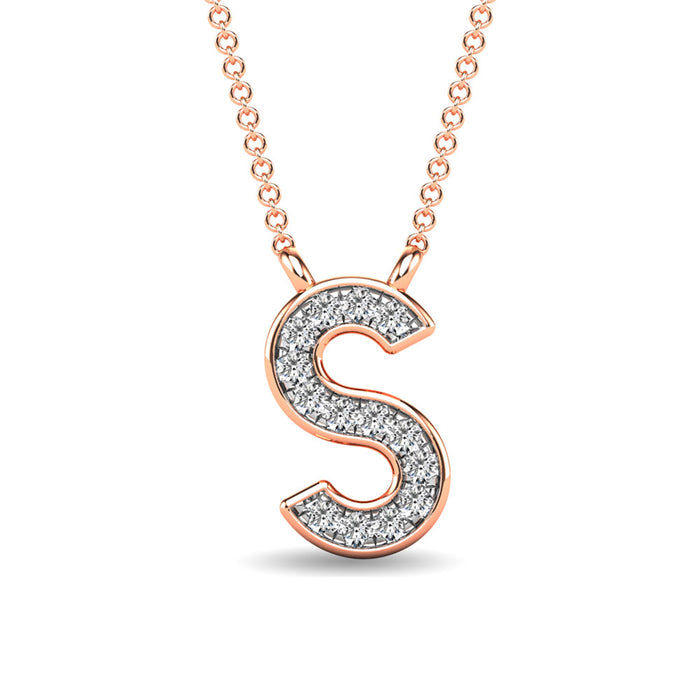 Diamond 1/20 Ct.Tw. Letter S Pendant in 10K Rose Gold""