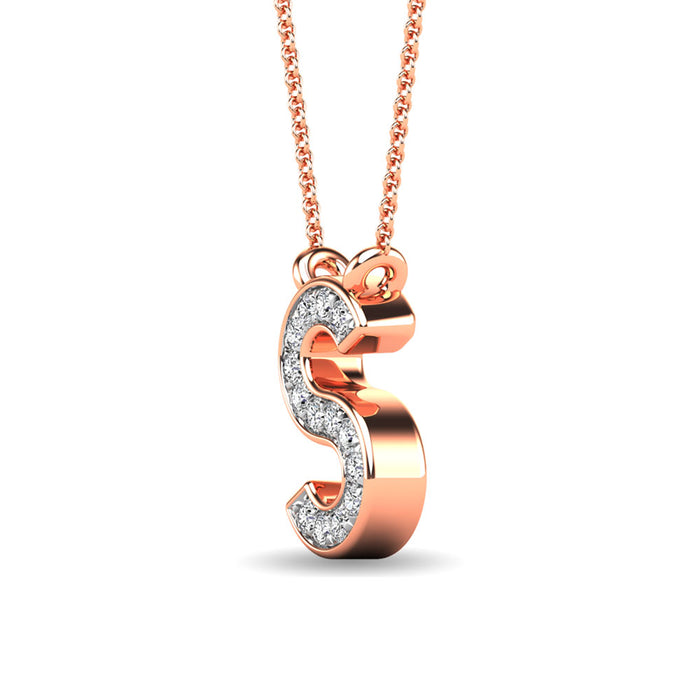 Diamond 1/20 Ct.Tw. Letter S Pendant in 10K Rose Gold""