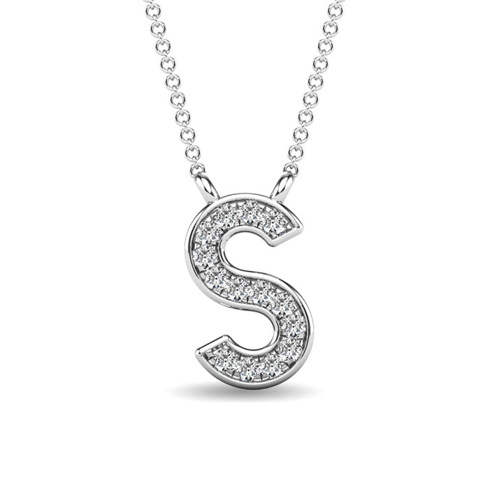 Diamond 1/20 Ct.Tw. Letter S Pendant in 10K White Gold""