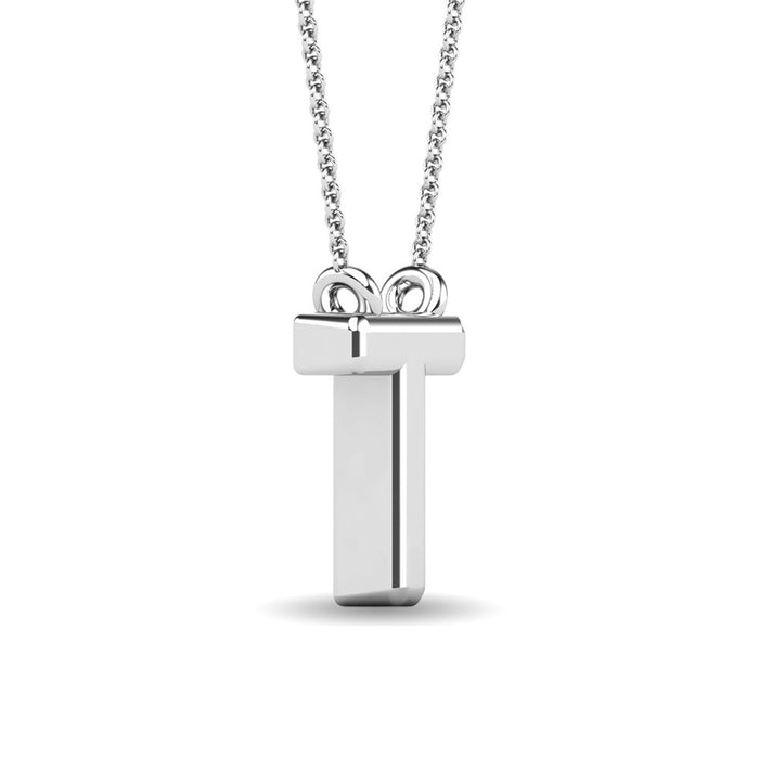 Diamond 1/20 Ct.Tw. Letter T Pendant in 10K White Gold""