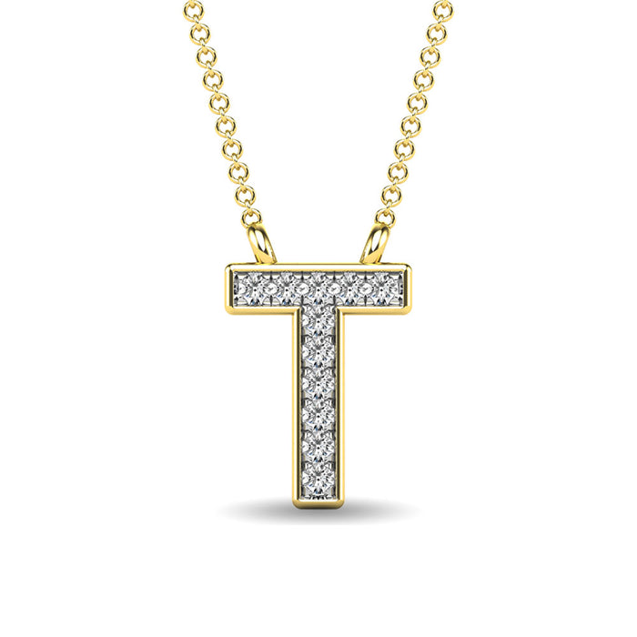 Diamond 1/20 Ct.Tw. Letter T Pendant in 10K Yellow Gold""