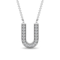 Thumbnail for Diamond 1/20 Ct.Tw. Letter U Pendant in 10K White Gold