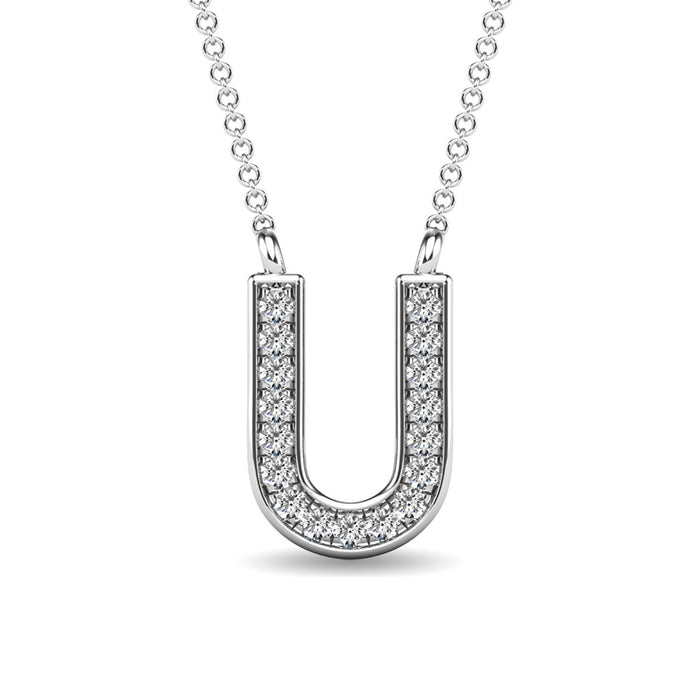 Diamond 1/20 Ct.Tw. Letter U Pendant in 10K White Gold""