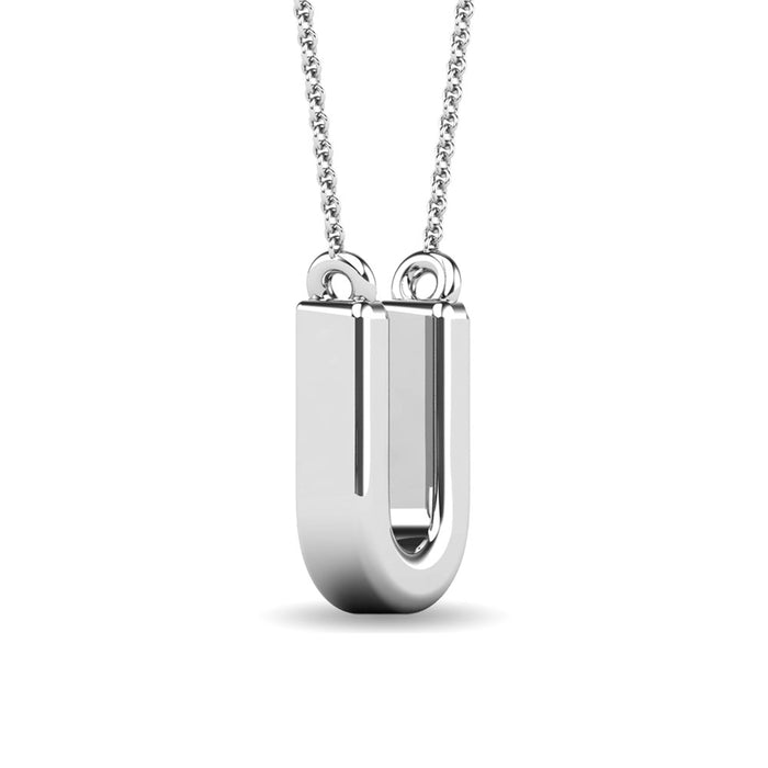 Diamond 1/20 Ct.Tw. Letter U Pendant in 10K White Gold""