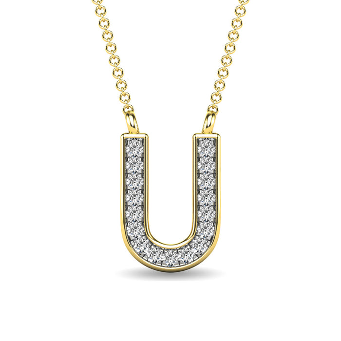 Diamond 1/20 Ct.Tw. Letter U Pendant in 10K Yellow Gold""