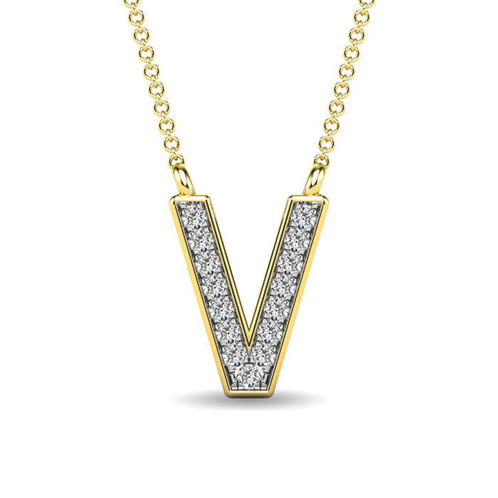 Diamond 1/20 Ct.Tw. Letter V Pendant in 10K Yellow Gold""