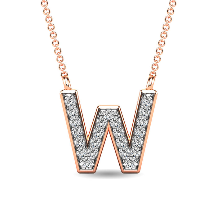 Diamond 1/20 Ct.Tw. Letter W Pendant in 10K Rose Gold""