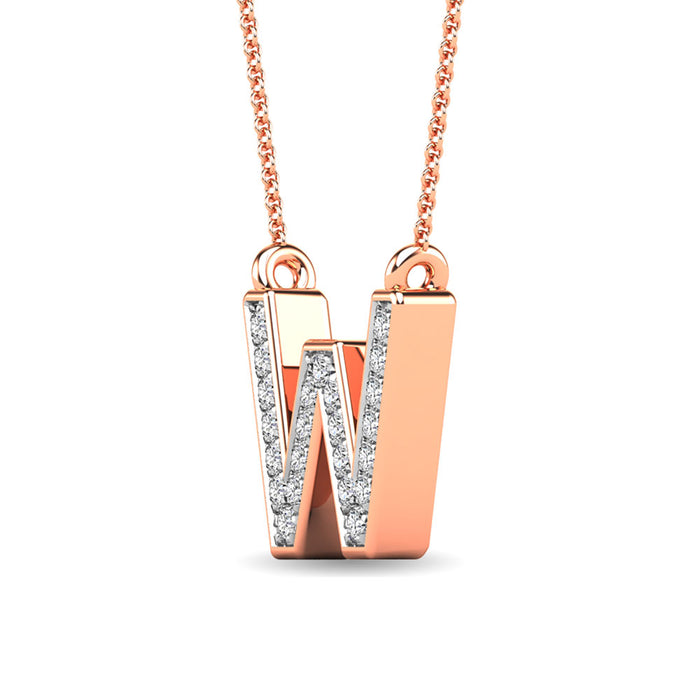 Diamond 1/20 Ct.Tw. Letter W Pendant in 10K Rose Gold""