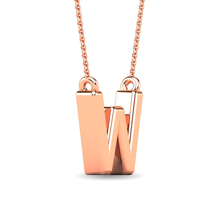 Diamond 1/20 Ct.Tw. Letter W Pendant in 10K Rose Gold""