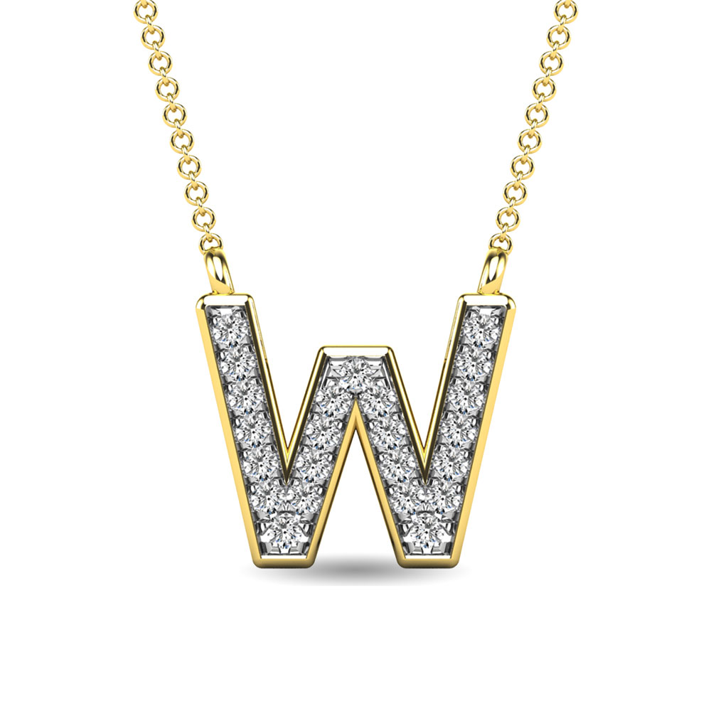 Diamond 1/20 Ct.Tw. Letter W Pendant in 10K Yellow Gold""