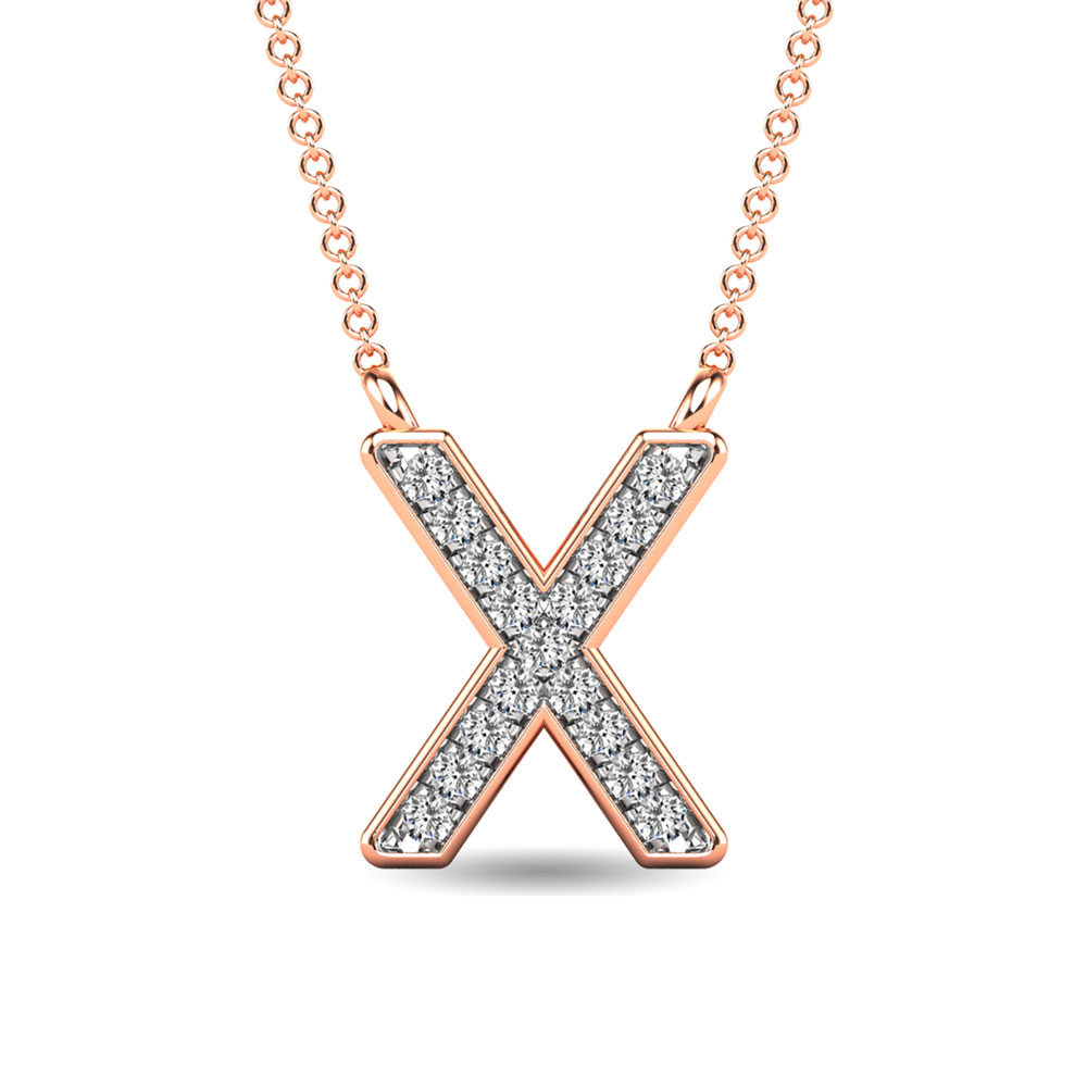 Diamond 1/20 Ct.Tw. Letter X Pendant in 10K Rose Gold""