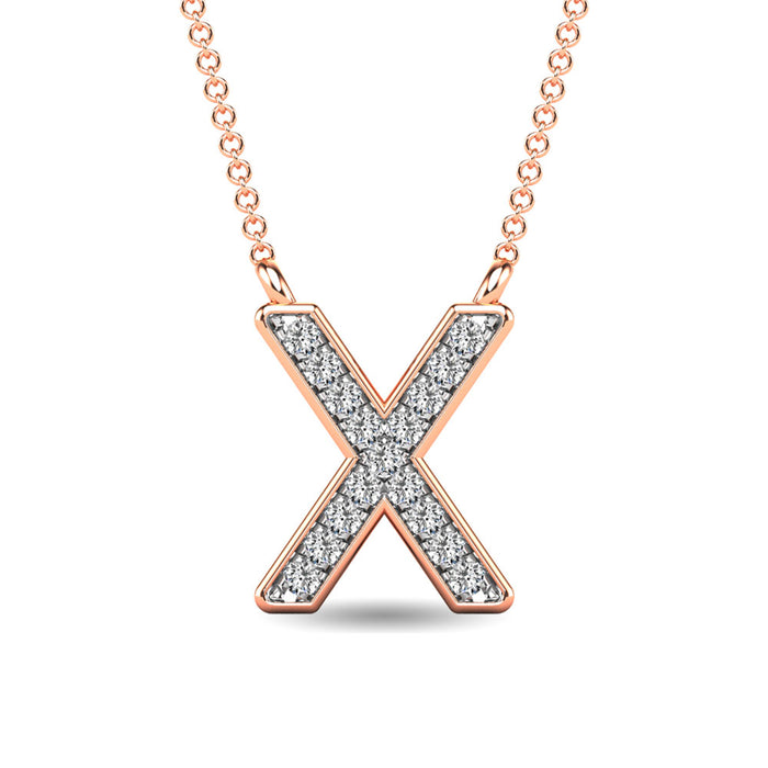 Diamond 1/20 Ct.Tw. Letter X Pendant in 10K Rose Gold""