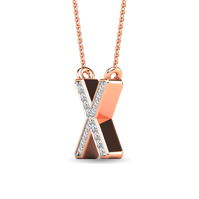 Diamond 1/20 Ct.Tw. Letter X Pendant in 10K Rose Gold""