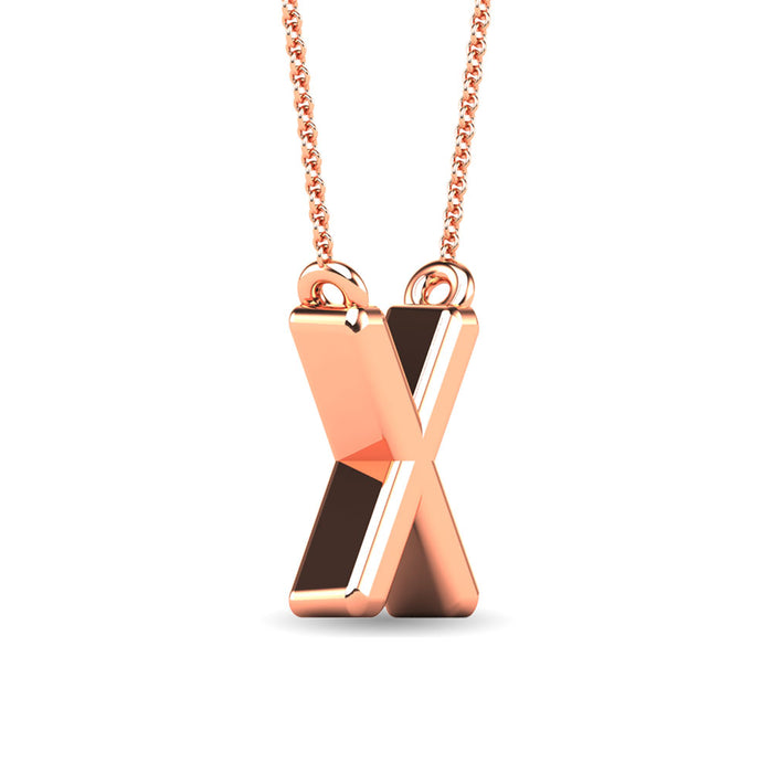 Diamond 1/20 Ct.Tw. Letter X Pendant in 10K Rose Gold""