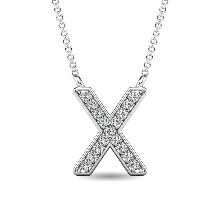 Diamond 1/20 Ct.Tw. Letter X Pendant in 10K White Gold""