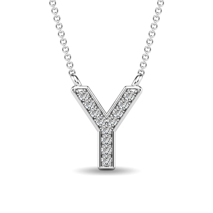 Diamond 1/20 Ct.Tw. Letter Y Pendant in 10K White Gold""