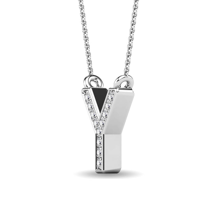 Diamond 1/20 Ct.Tw. Letter Y Pendant in 10K White Gold""